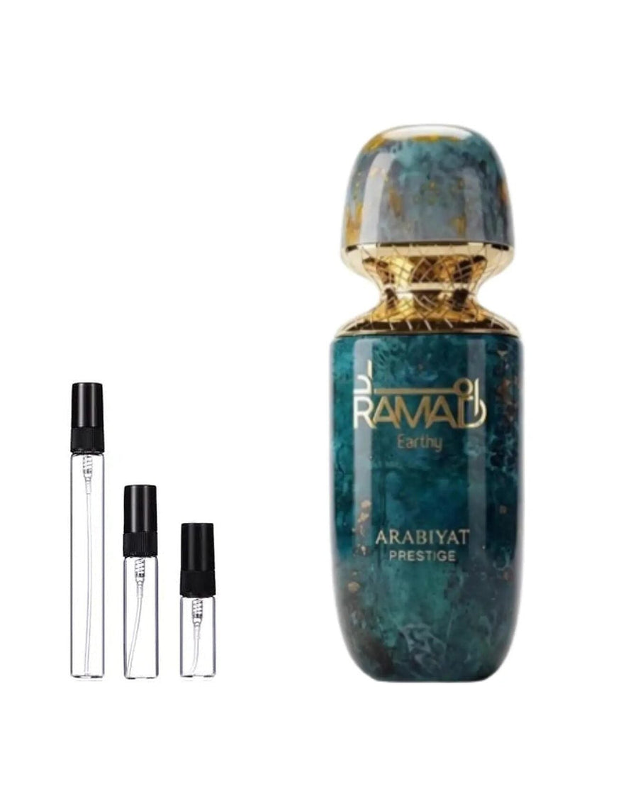 Arabiyat Prestige Ramad Earthy sample – decant in glazen sprayflesje (2, 5 of 10 ml)