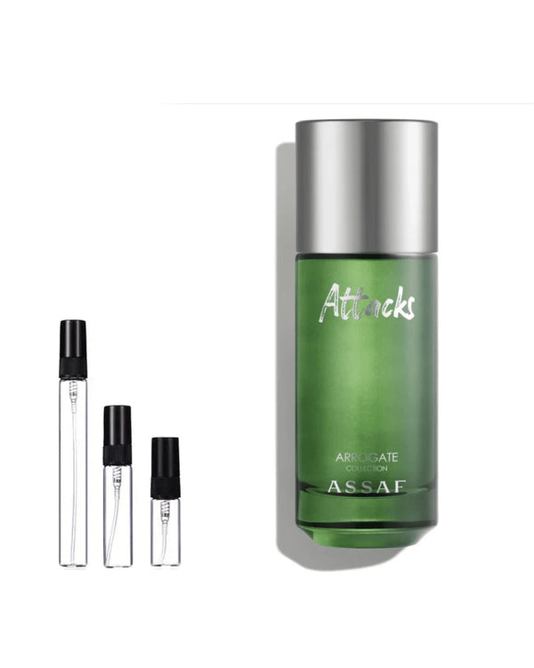 Assaf Attacks sample – decant in glazen sprayflesje (2, 5 of 10 ml)