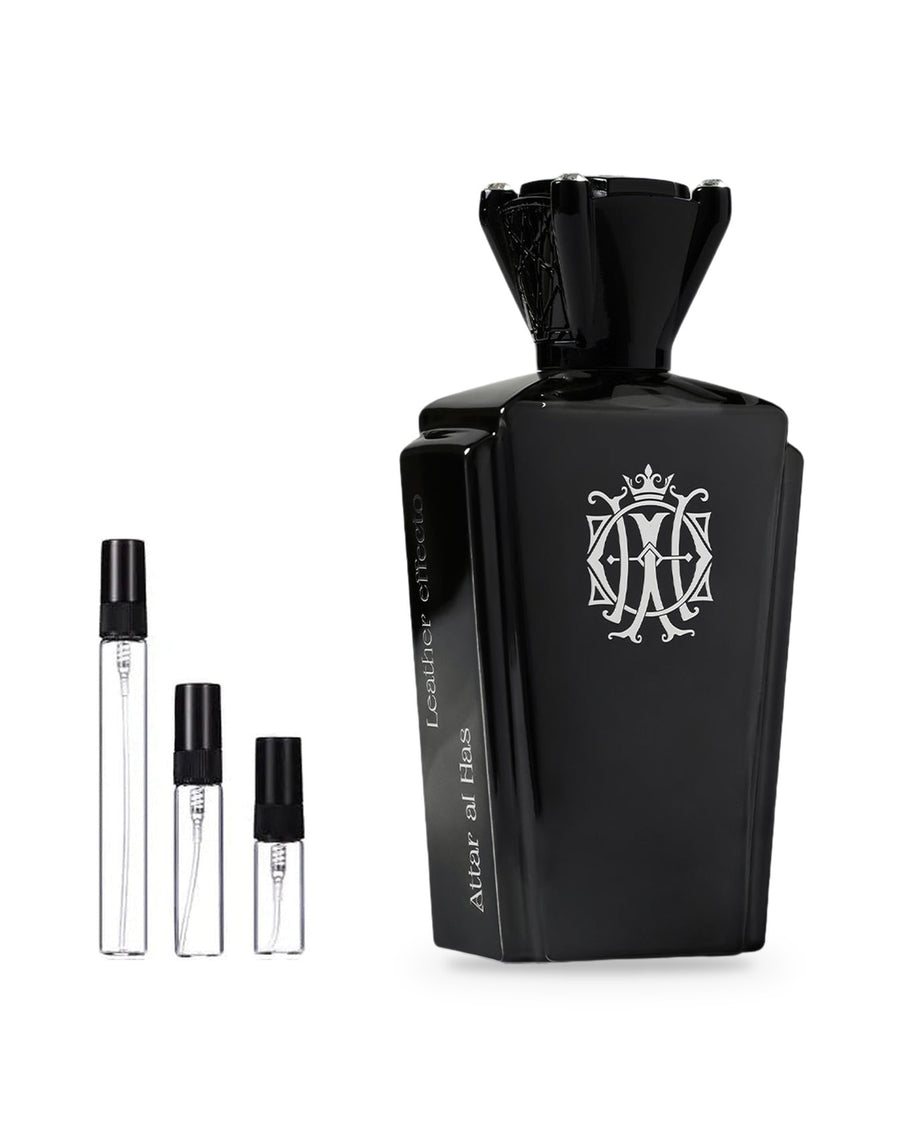 Attar Al Has Leather Effecto sample – decant in glazen sprayflesje (2, 5 of 10 ml)