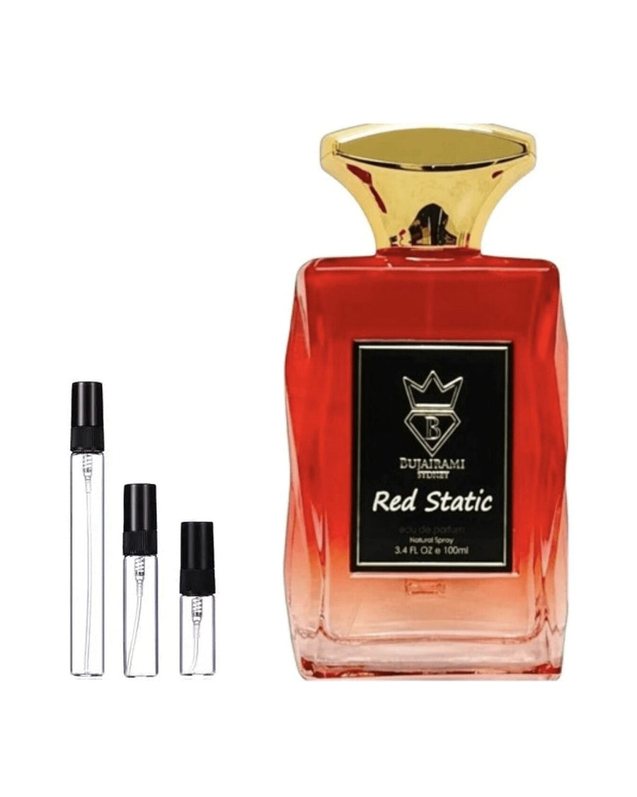 Bujairami Red Static sample – decant in glazen sprayflesje (2, 5 of 10 ml)