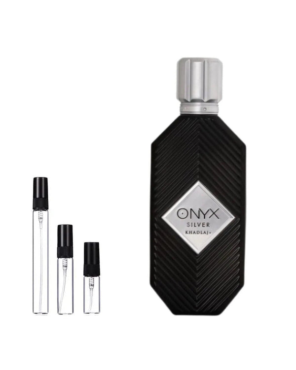 Khadlaj Onyx Silver sample – decant in glazen sprayflesje (2, 5 of 10 ml)