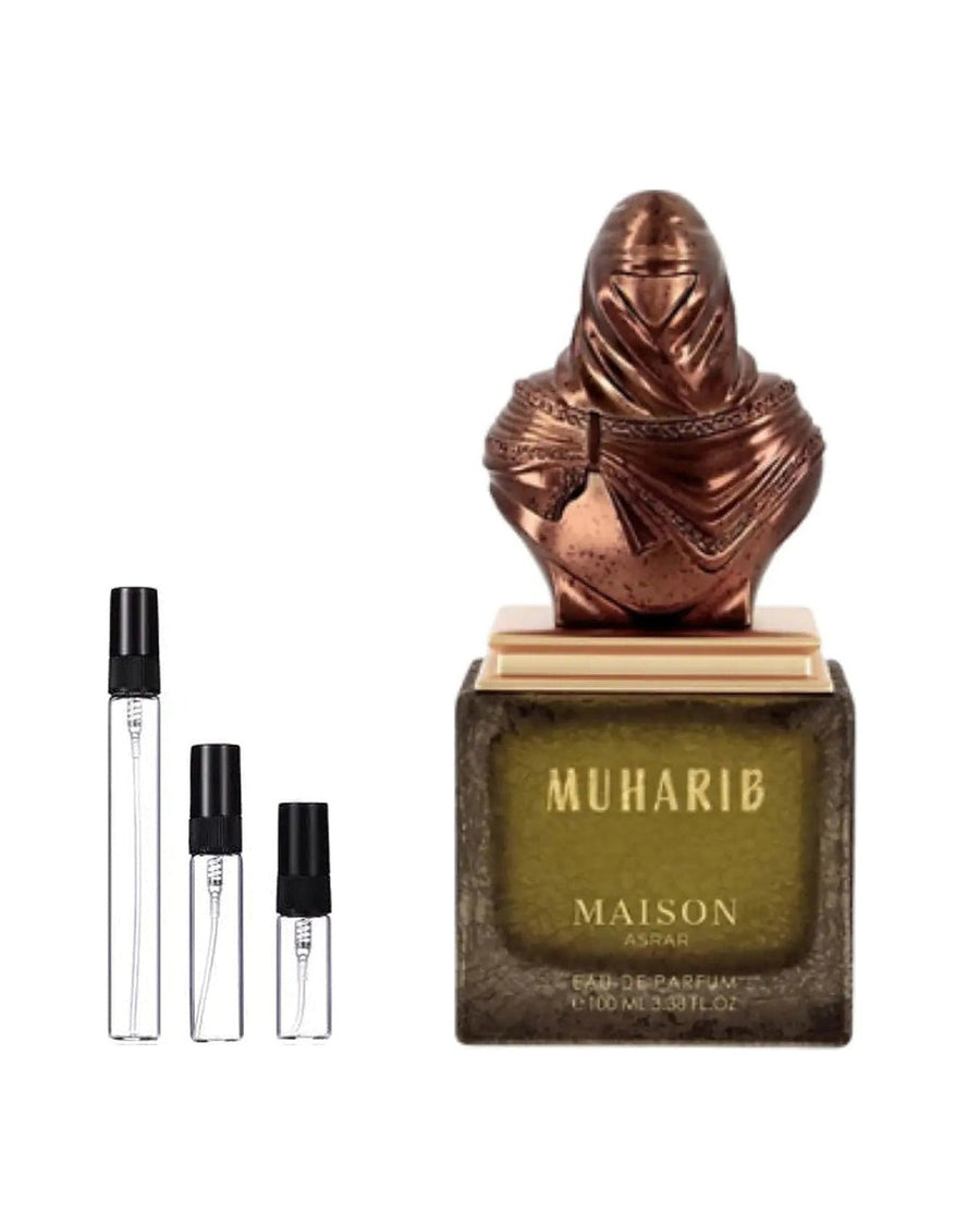 Maison Asrar Muharib sample – decant in glazen sprayflesje (2, 5 of 10 ml)