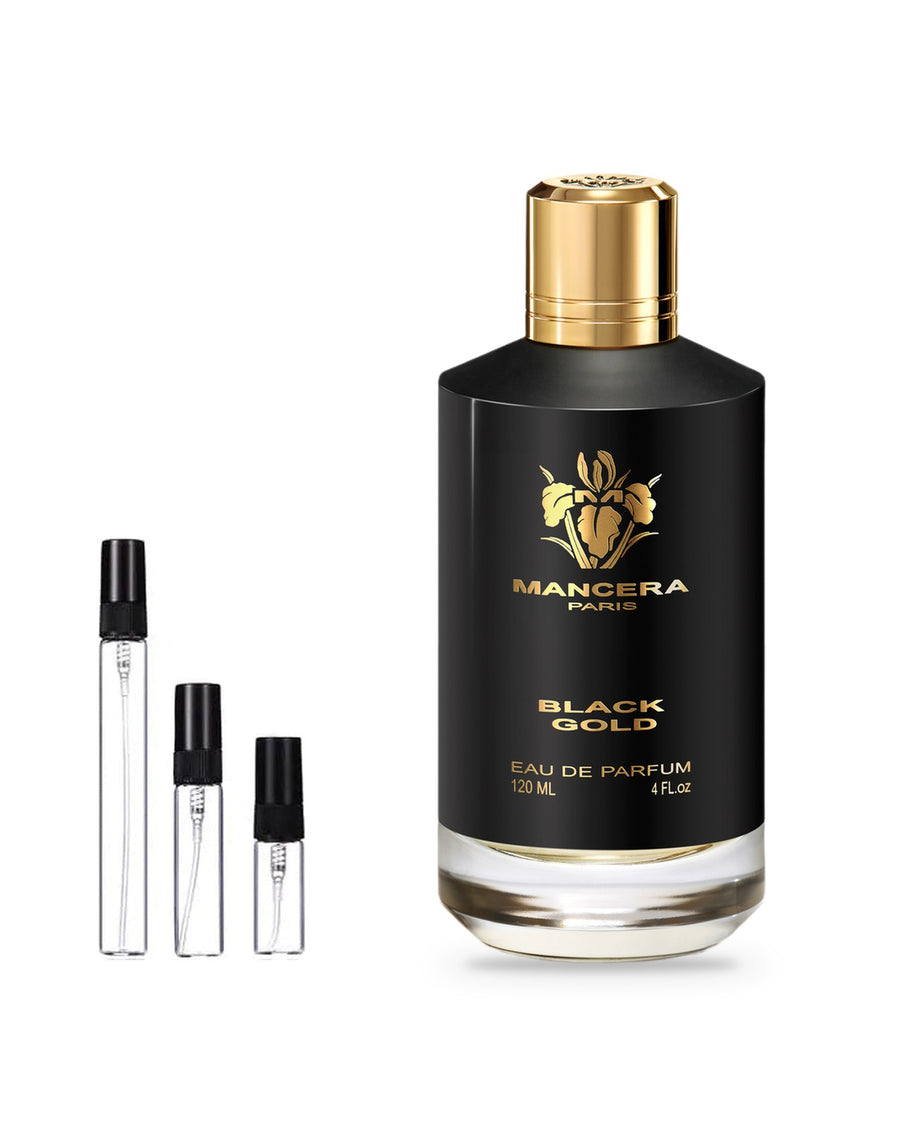 Mancera Black Gold sample – decant in glazen sprayflesje (2, 5 of 10 ml)