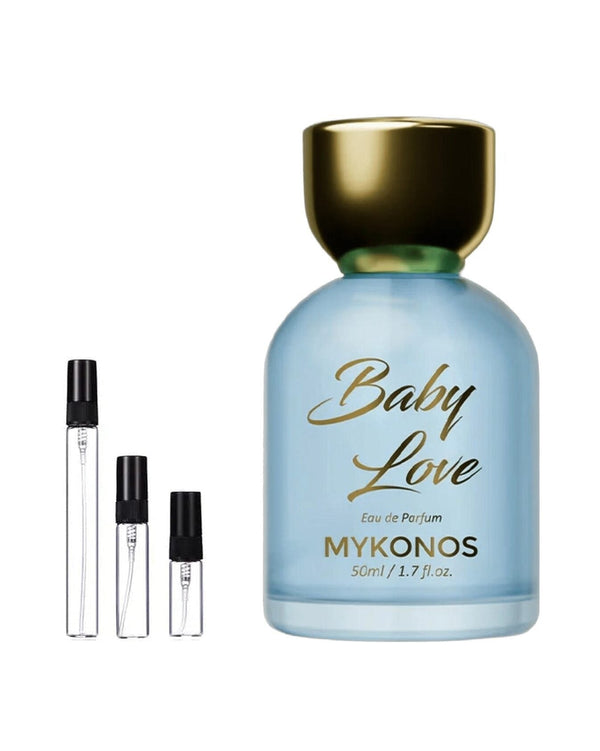 Mykonos Baby Love sample – decant in glazen sprayflesje (2, 5 of 10 ml)