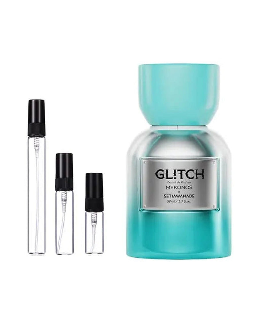 Mykonos Glitch sample – decant in glazen sprayflesje (2, 5 of 10 ml)