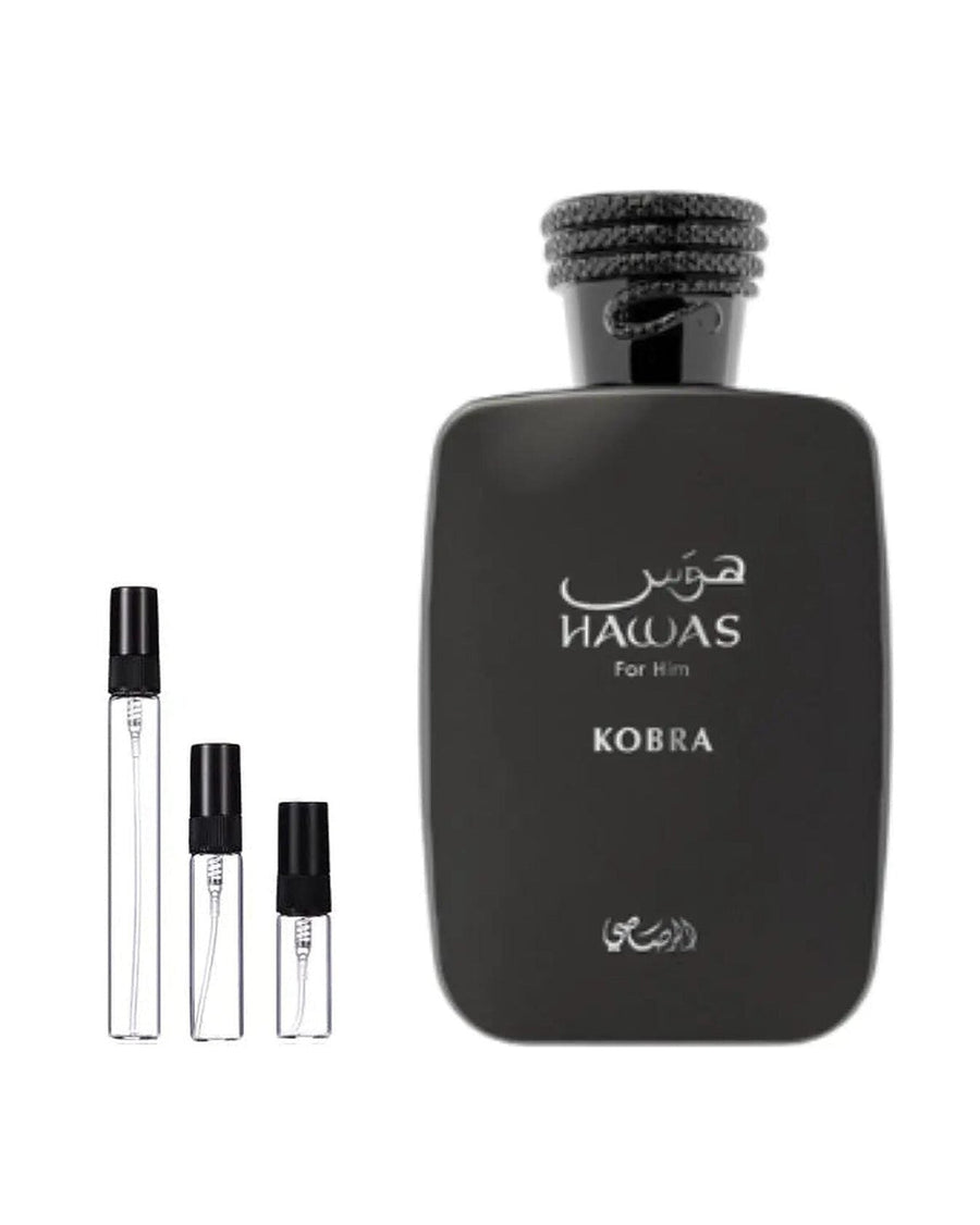 Rasasi Hawas Kobra sample – decant in glazen sprayflesje (2, 5 of 10 ml)