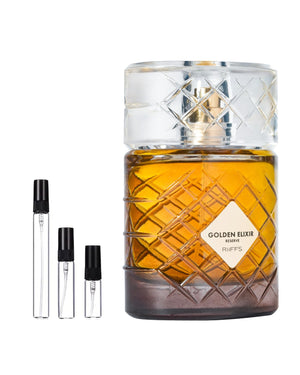 Riiffs Golden Elixir Extrait sample – decant in glazen sprayflesje (2, 5 of 10 ml)