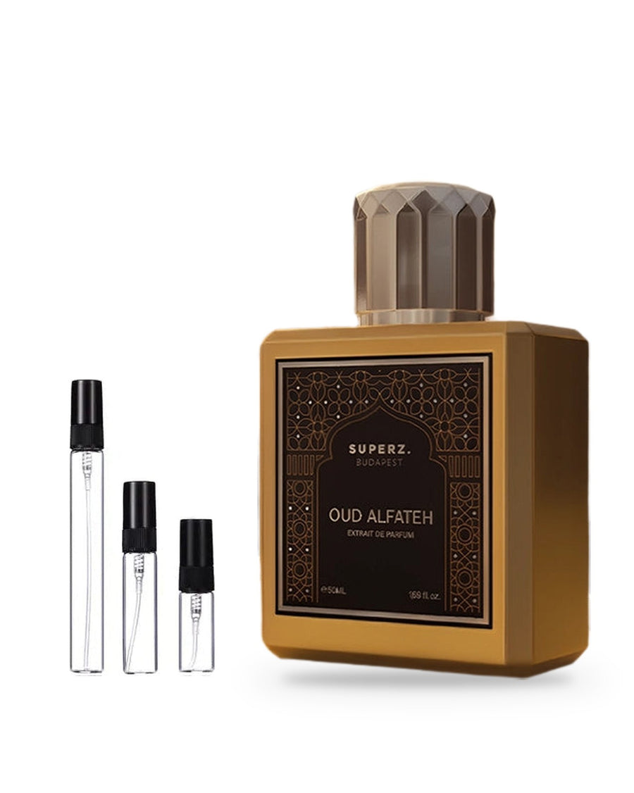 Superz. Oud Alfateh Sample – 2, 5 of 10 ml decant in glazen sprayflesje