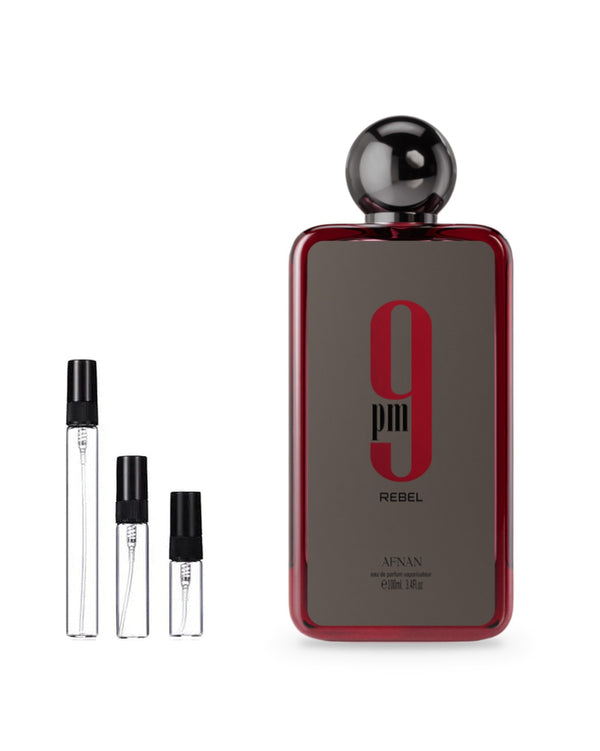 Afnan 9 PM Rebel sample – decant in glazen sprayflesje (2, 5 of 10 ml)