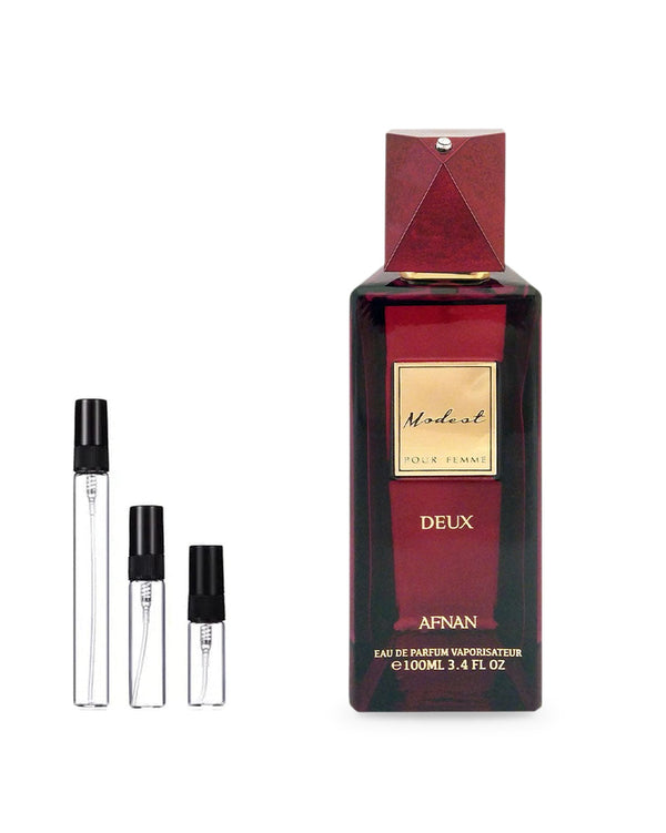 Afnan Modest Deux sample – decant in glazen sprayflesje (2, 5 of 10 ml)