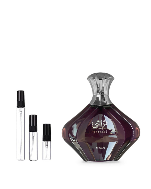 Afnan Turathi Purple sample – decant in glazen sprayflesje (2, 5 of 10 ml)