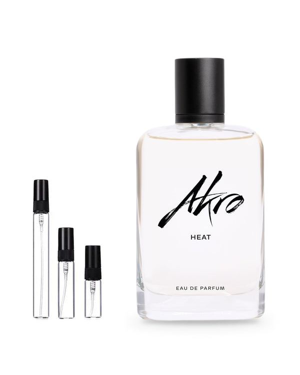 Akro Heat sample – decant in glazen sprayflesje (2, 5 of 10 ml)