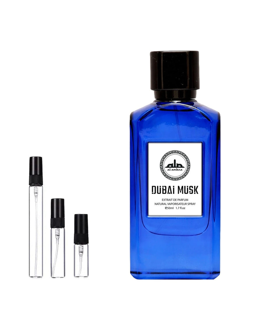 Al Ambra Dubai Musk sample – decant in glazen sprayflesje (2, 5 of 10 ml)