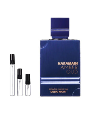Al Haramain Amber Oud Dubai Night Extrait sample – decant in glazen sprayflesje (2, 5 of 10 ml)