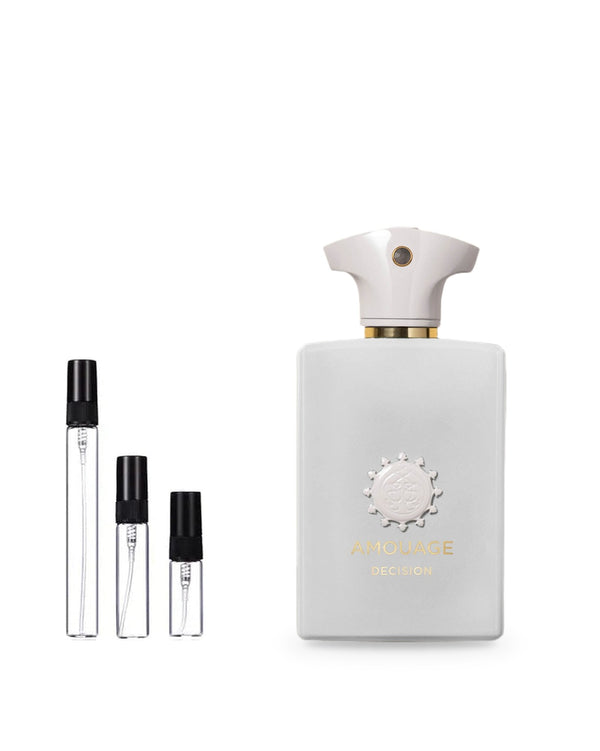 Amouage Decision sample – decant in glazen sprayflesje (2, 5 of 10 ml)