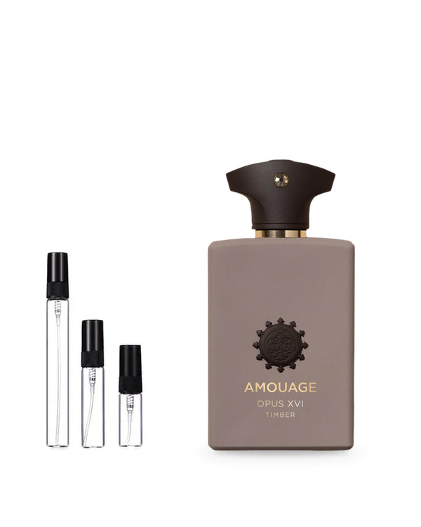 Amouage Opus XVI Timber sample – decant in glazen sprayflesje (2, 5 of 10 ml)