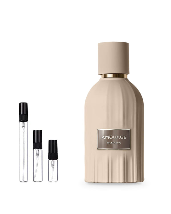 Amouage Reasons sample – decant in glazen sprayflesje (2, 5 of 10 ml)
