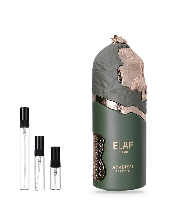 Arabiyat Prestige Elaf Fleur sample – decant in glazen sprayflesje (2, 5 of 10 ml)