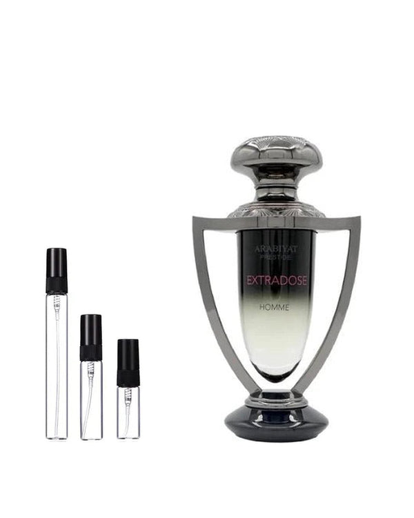 Arabiyat Prestige Extradose Homme sample – decant in glazen sprayflesje (2, 5 of 10 ml)