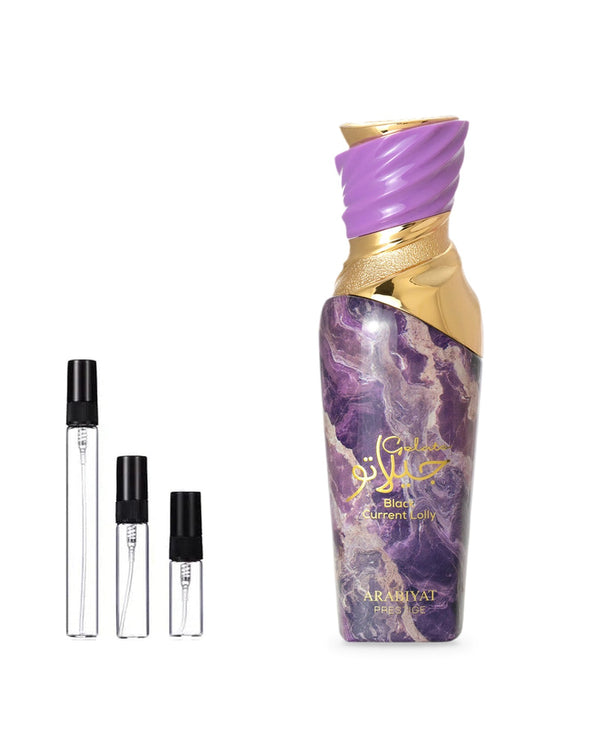 Arabiyat Prestige Gelato Black Current Lolly sample – decant in glazen sprayflesje (2, 5 of 10 ml)