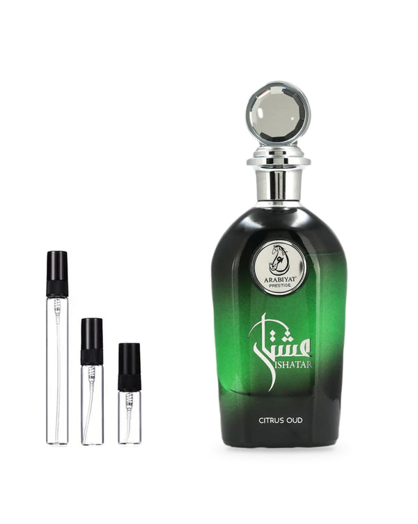 Arabiyat Prestige Ishatar Citrus Oud sample – decant in glazen sprayflesje (2, 5 of 10 ml)