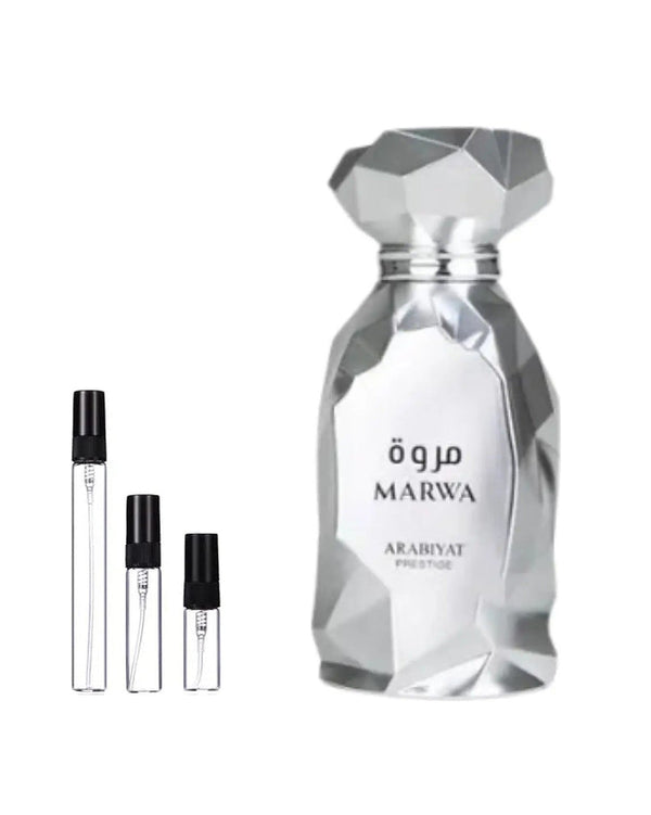 Arabiyat Prestige Marwa sample – decant in glazen sprayflesje (2, 5 of 10 ml)