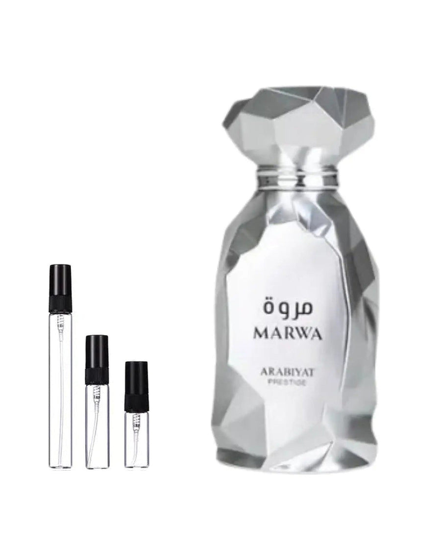 Arabiyat Prestige Marwa sample – decant in glazen sprayflesje (2, 5 of 10 ml)