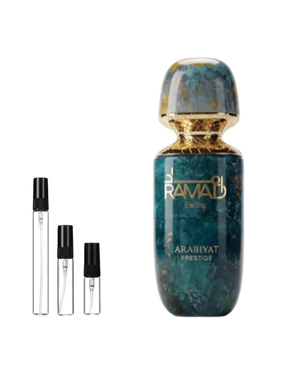 Arabiyat Prestige Ramad Earthy sample – decant in glazen sprayflesje (2, 5 of 10 ml)