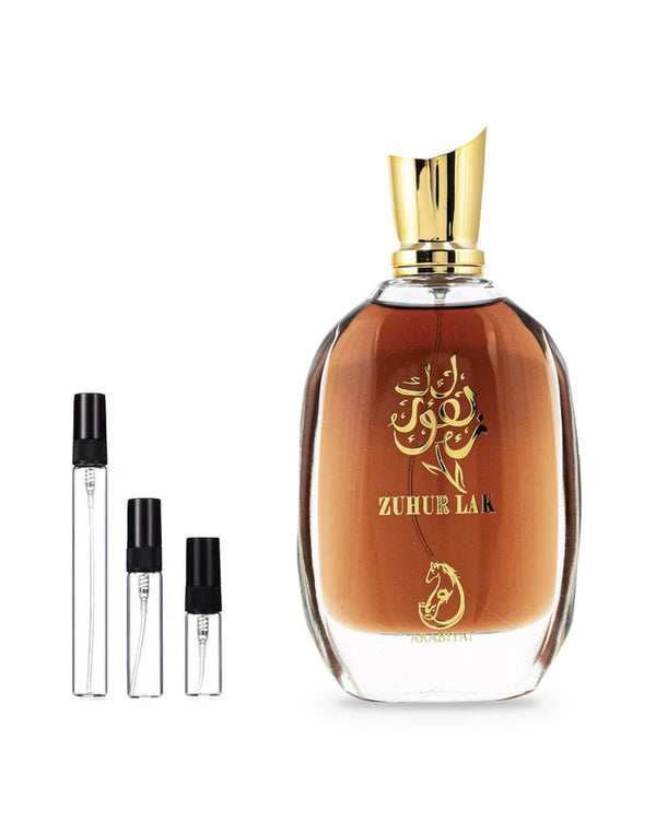 Arabiyat Zuhur Lak sample – decant in glazen sprayflesje (2, 5 of 10 ml)
