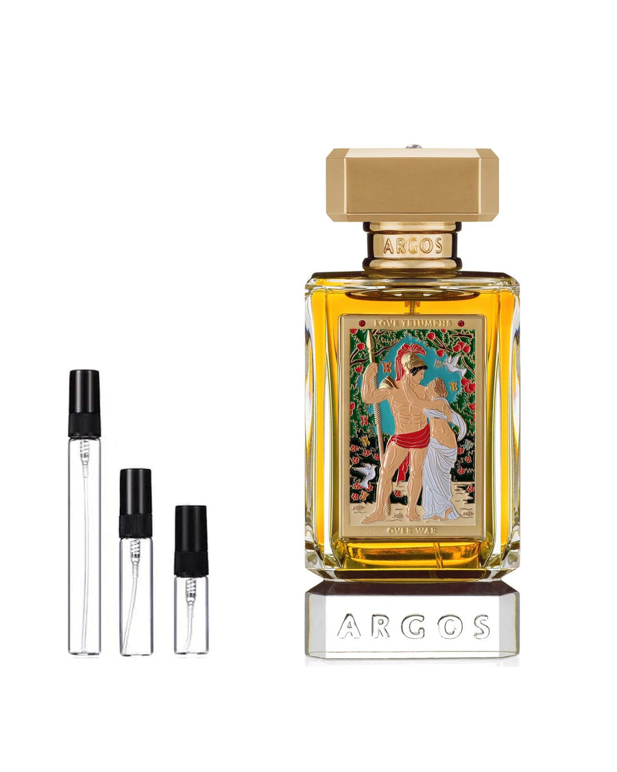Argos Love Triumphs Over War sample – decant in glazen sprayflesje (2, 5 of 10 ml)