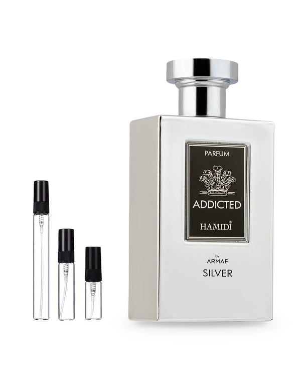 Armaf Addicted Silver sample – decant in glazen sprayflesje (2, 5 of 10 ml)
