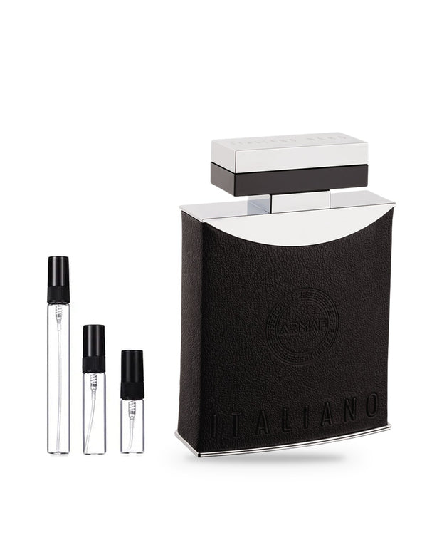 Armaf Italiano Nero Ummo Man sample – decant in glazen sprayflesje (2, 5 of 10 ml)