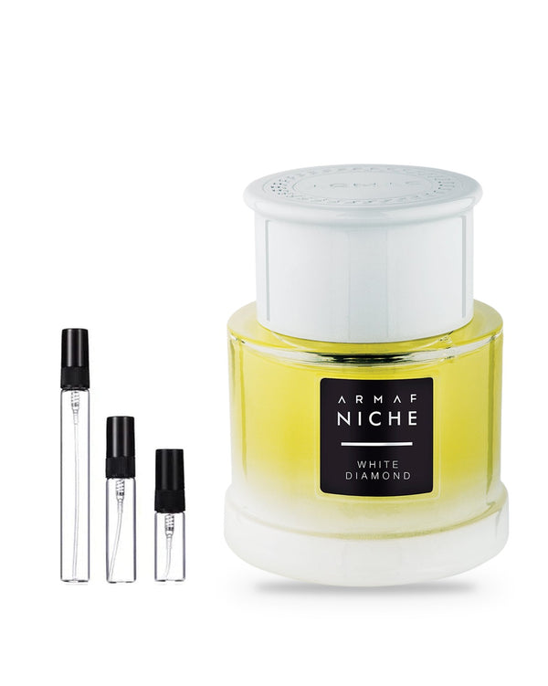 Armaf Niche White Diamond sample – decant in glazen sprayflesje (2, 5 of 10 ml)