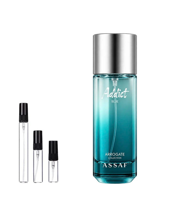 Assaf Addict Blue sample – decant in glazen sprayflesje (2, 5 of 10 ml)