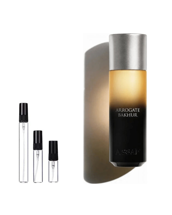 Assaf Arrogate Bakhur sample – decant in glazen sprayflesje (2, 5 of 10 ml)