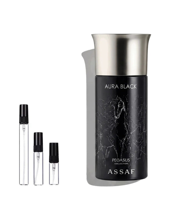 Assaf Aura Black sample – decant in glazen sprayflesje (2, 5 of 10 ml)
