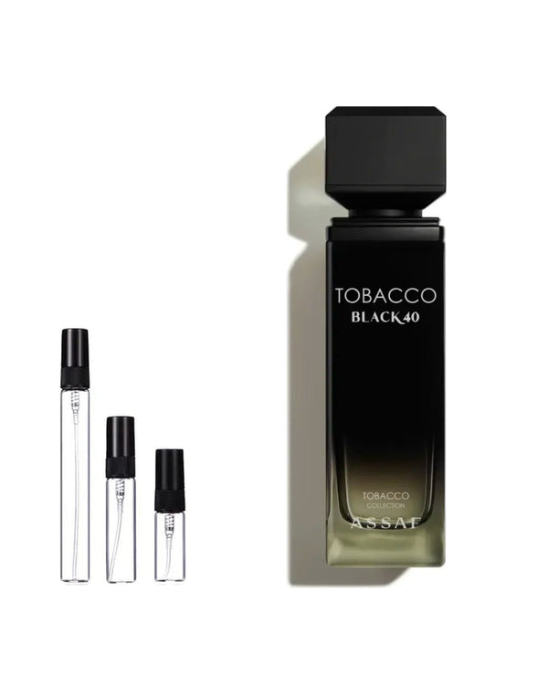 Assaf Tobacco Black 40 sample – decant in glazen sprayflesje (2, 5 of 10 ml)