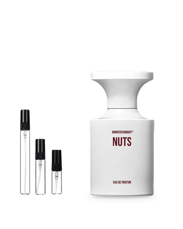 BORNTOSTANDOUT Nuts sample – decant in glazen sprayflesje (2, 5 of 10 ml)