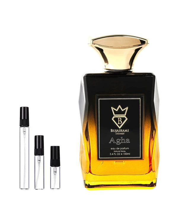 Bujairami Agha sample – decant in glazen sprayflesje (2, 5 of 10 ml)