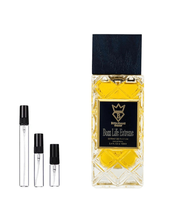 Bujairami Boss Life Extreme sample – decant in glazen sprayflesje (2, 5 of 10 ml)