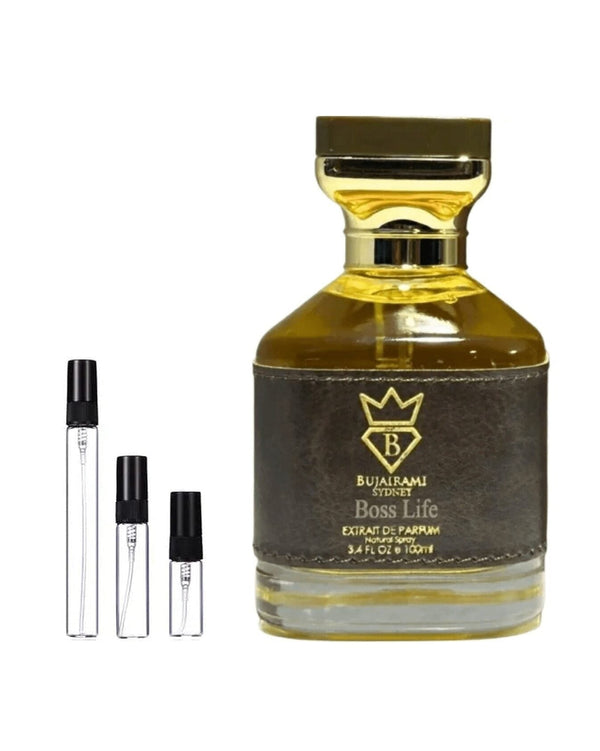 Bujairami Boss Life sample – decant in glazen sprayflesje (2, 5 of 10 ml)