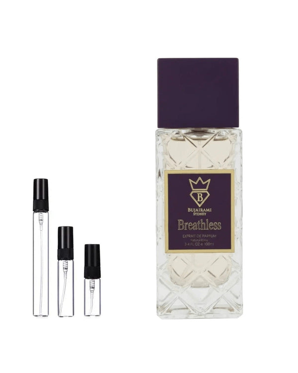 Bujairami Breathless Extrait sample – decant in glazen sprayflesje (2, 5 of 10 ml)