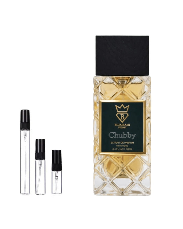 Bujairami Chubby Extrait sample – decant in glazen sprayflesje (2, 5 of 10 ml)