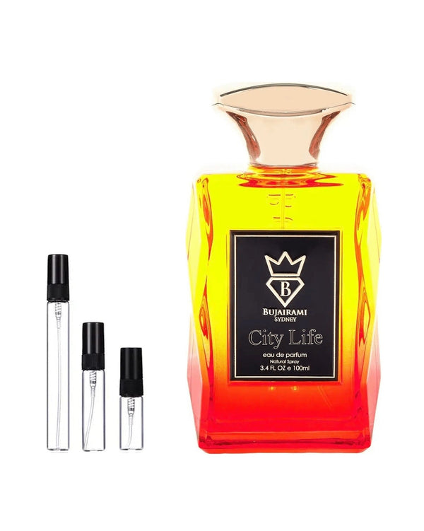 Bujairami City Life sample – decant in glazen sprayflesje (2, 5 of 10 ml)