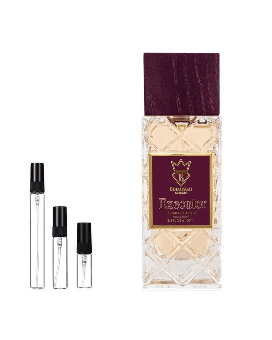 Bujairami Executor sample – decant in glazen sprayflesje (2, 5 of 10 ml)