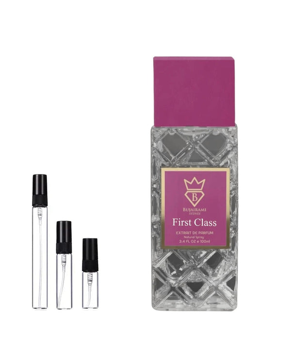 Bujairami First Class Extrait sample – decant in glazen sprayflesje (2, 5 of 10 ml)