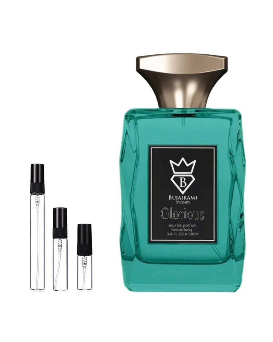 Bujairami Glorious sample – decant in glazen sprayflesje (2, 5 of 10 ml)