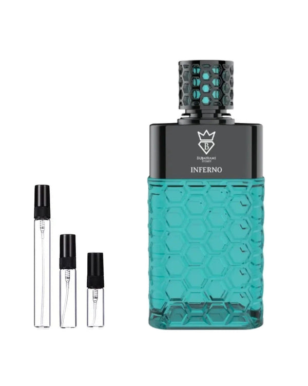 Bujairami Inferno Extrait sample – decant in glazen sprayflesje (2, 5 of 10 ml)
