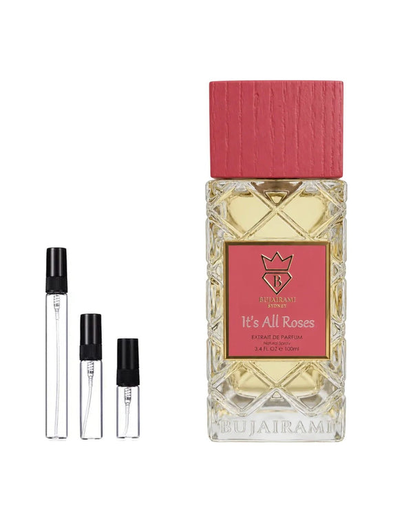 Bujairami It's All Roses sample – decant in glazen sprayflesje (2, 5 of 10 ml)