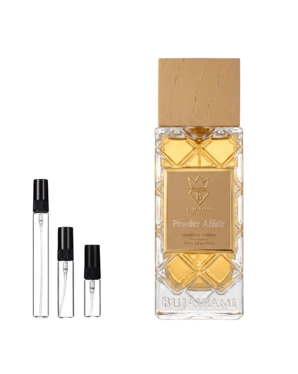 Bujairami Powder Affair Extrait sample – decant in glazen sprayflesje (2, 5 of 10 ml)